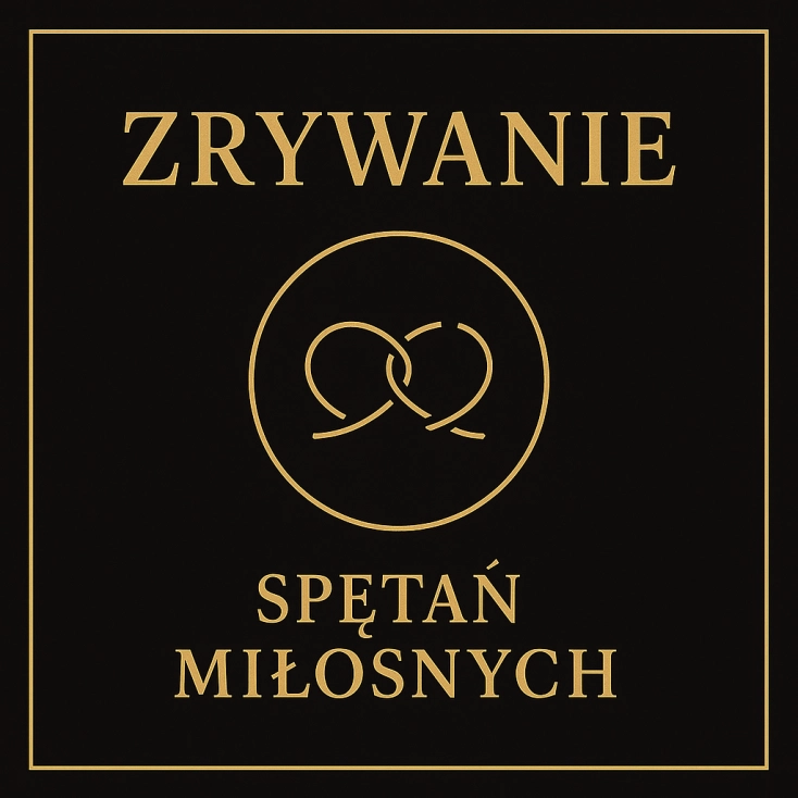Zrywanie Spętań Miłosnych – złoto-czarna grafika rytuału energetycznego MysticRoots. Symbol rozplątanych więzów, rytuał Hoodoo, magia Psalmów, odcięcie toksycznych relacji.